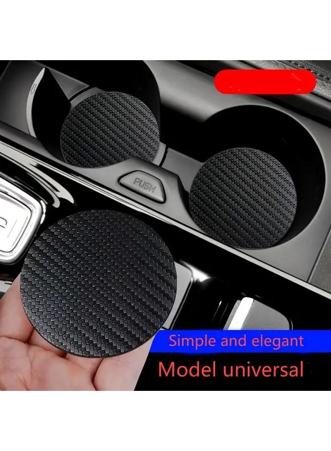 Blue Car Cup Coasters 2PCS Carbon Fiber PU Leather Universal Fit For Toyota Honda BMW - Image 2